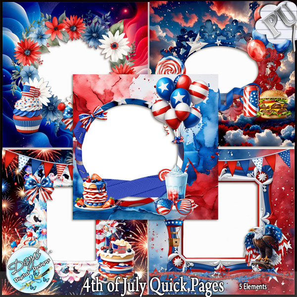 4TH OF JULY QUICK PAGES - TAGGER SIZE by Disyas - Click Image to Close